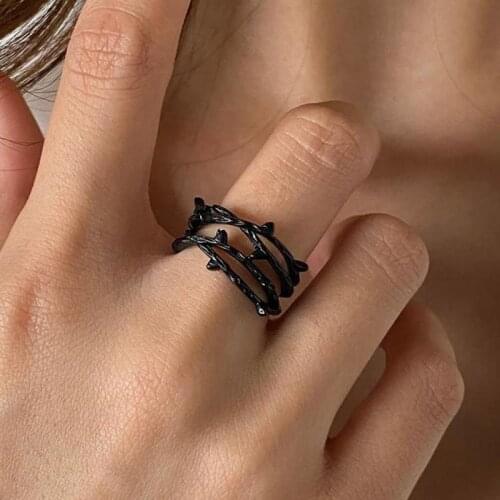 Creative Branch Ring New Cross Wattle Rings For Women Jewelry Black Ancient Silver Color Ring Jewellery Anel Anillos Aneis Bague