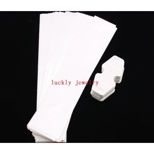 Lot 100 set White Packaging Jewelry Plastic OPP Self Seal Bag Necklace bags with Tags Fashion set