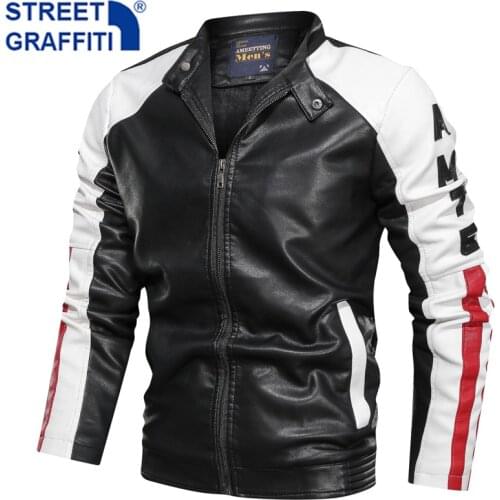 2021 Men New Winter Motor Leather Jacket Men Casual Autumn Baseball PU Fleece Jackets Coat Fashion Slim Biker Leather Jacket Men