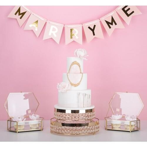 Gold Crystal cake stand set Electroplating gold mirror face fondant cupcake sweet table candy bar