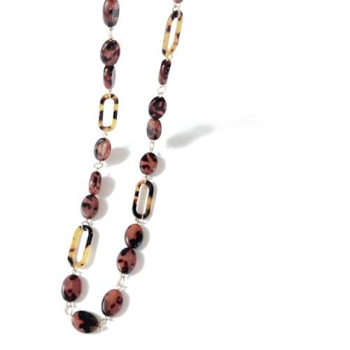 New Simple Long Pendant Tortoise Resn Charm Geometric Link Necklace