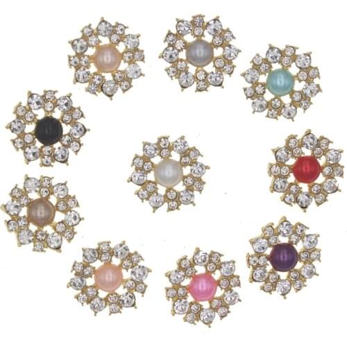 New 10pcs 21mm Rhinestone pearl Button metal rhinestones buttons decorative for clothing bottoni manualidades costura decorativi