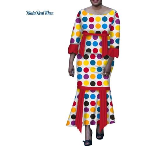 New African Top and Skirts Sets for Women Bazin Riche Traditional Long Sleeve 2 Pieces Skirts Sets African Women Clothing WY6264