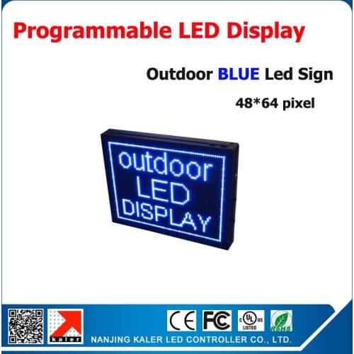 P10 advertising led strip screen outdoor blue color led outdoor sign programmable and scrolling message led display 48*64dots
