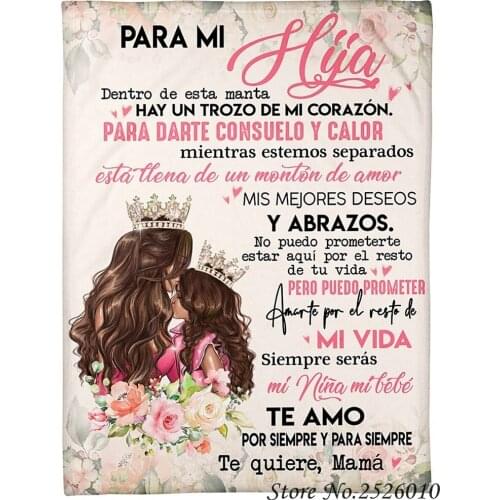 Throw blanket Letter PAPA MI HIJA 3D Velvet Plush Blanket Bedspread For Kids Girls Sherpa Blanket Couch Quilt Cover Travel 25