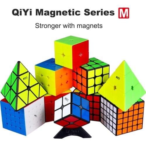 QiYi MS Cube Magnetic 2x2 3x3 4x4 5x5 Pyramid stickerless black Magic cube QY magnetic cube Twisty Speed Cube Educational Toys