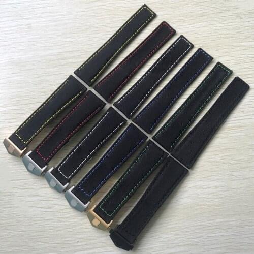 22mm Black With Stitches High Quality Nylon With Leather Watch Band Strap Suitable For Tag Heuer Aquaracer Carrera Bracelet
