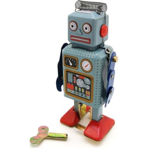 Retro Nostalgic Iron Clockwork Robot Toys For Children Worker Clockwork Robot Toys For Collection Walkable Robot For Kids