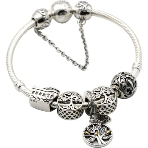 Pure 925 Sterling Silver Men Charm Bracelet Punk Hippop Charms Snake Chain Fit Original Bracelet DIY Silver Safety Chain Jewelry