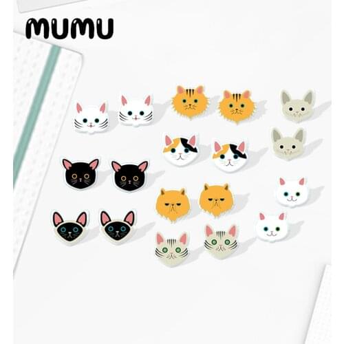 2020 New Cute Cats Stud Earring Black Cat Acrylic Earring Anime Handmade Earrings Epoxy Jewelry Children