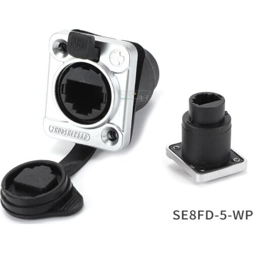 1Pcs IP65 waterproof rj45 network docking socket D-type module LED large screen data transmission SE8FDP Ethernet socket HIFI
