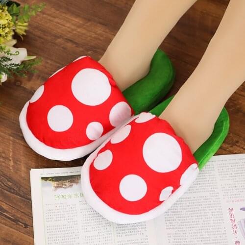 Super Mario Game Plush Slippers Luigi Cartoon Anime Cannibal Flower Toy Cosplay Women Shoes Home Cotton Slippers Christmas Gift