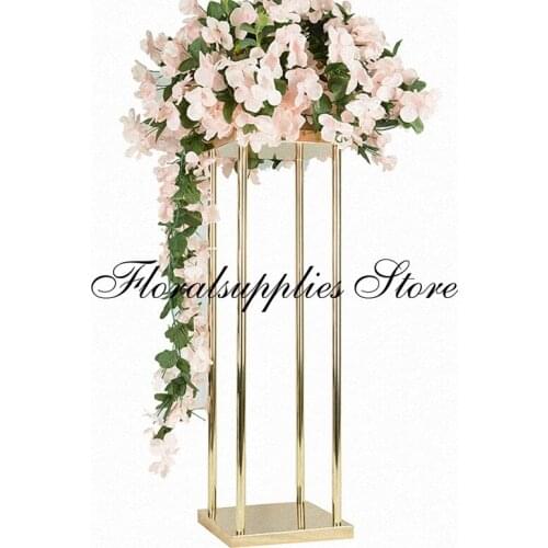 Wedding Metal Gold Color Flower Vase Column Stand for Wedding Centerpiece Decoration 10 pcs/lots