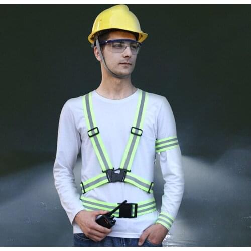 1PCS Reflective Safety Vest Security Traffic Night Running Cycling Vest High Visibility Adjustable Elastic Reflective Strip Belt