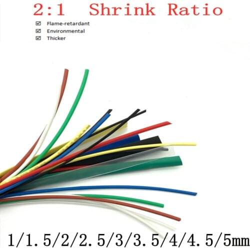 5M Heat Shrink Tube 1mm 1.5mm 2mm 2.5mm 3mm 3.5mm 4mm 4.5mm 5mm Wire Wrap Connector 2:1 Ratio Insulated PE Repair Cable Sleeve