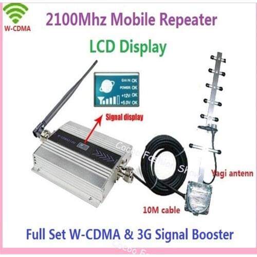 ZQTMAX 3G Signal Booster 2100 WCDMA UMTS Mobile Phone Cellular Signal Amplifier 3g Repeater with outdoor yagi Antenna