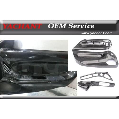 Car-Styling Carbon Fiber Inner Door Card Interior Trim 4Pcs Fit For 92-97 RX7 FD3S RHD Inner Door Pannel Replacement Handle Trim
