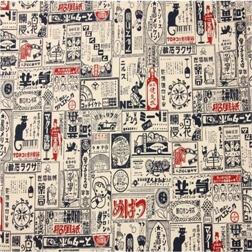 High quality thick cotton fabric Japanese culture nostalgic printed fabric hand DIY bag material