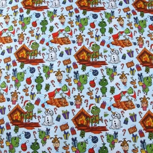 Cartoon The Green Grinch of Christmas Patchwork Digital Printing 100% Cotton Fabric Sewing Quilting DIY Needlework Material