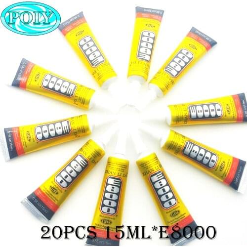 ZHANLIDA 20PCS E8000 Glue 15ml Epoxy Resine Clear Adhesive Sealant Glue for DIY Diamond Clothes Shoes Craft Jewelry Glue Gun