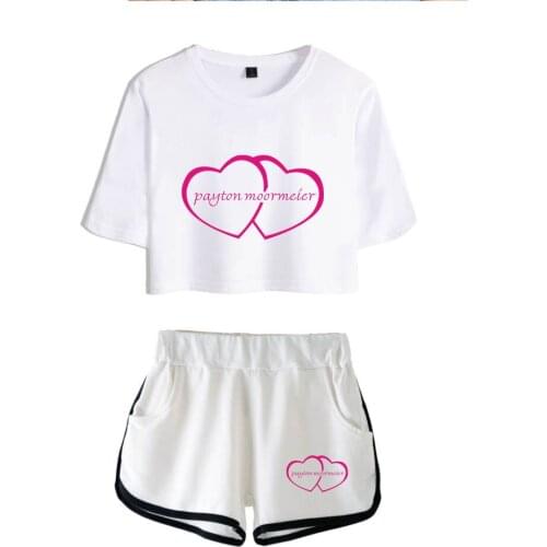 Hot summer LadyTwo Piece Set Shorts+lovely T-shirt Harajuku Clothes Print Short Fashion payton moormeier PYTN Mini Waist Female