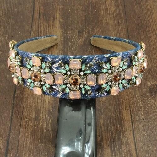 2021 Vintage Handmade Crystal Full Colorful Rhinestones Headdress Flower Luxury Headpiece Accessories For Women Wedding Party