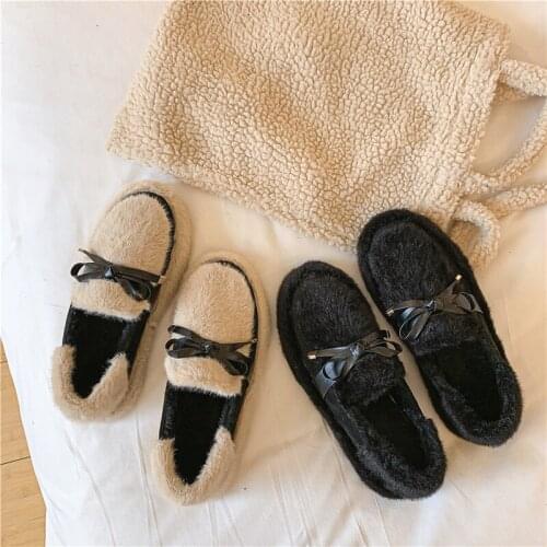 Winter Female Wear Wild Thick Warm Lazy Shoes Pedal Casual Plush Shoes Women New Fashion Plush Velvet Peas Shoes U12-86