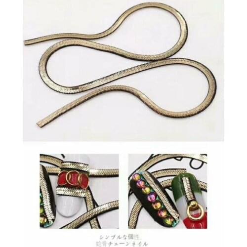 Snake bone /Jakotsu Chain Nail Studs Charming Snake Bones Metal Chain Nail Charms Nail Art Metal Gold Chain 2.5MM*50CM