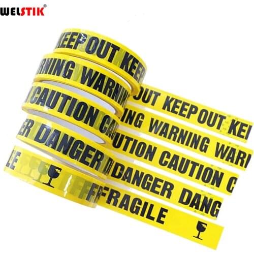 1 Roll 25m Yellow Warning Sign Tapes DIY Sticker Caution Danger Barrier Safety Reminder For Store Warehouse Factory Mall School