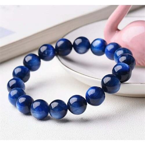 10mm Genuine Natural Blue Kyanite Gemstone Crystal Stretch Round Bead Bracelet Women Men Drop Shipping