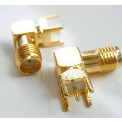 100X Pcs RF Connector SMA Female Jack 90 Degree Right Angle Solder Square PCB mount Plug Brass GOLD Plated