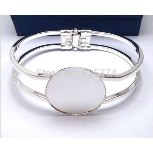 20pcs Wholesale Silver Plated 25mm Cabochon Setting Disc Cuff Bangle&Bracelets Blank Findings for Jewelry Making