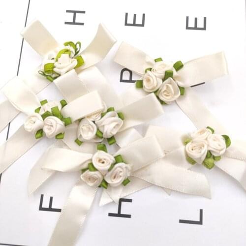 20pcs/lot Fashion Satin Ribbon Flower Bowknot Patches Kids Headwear Garments Appliques Accessories DIY Handmade Materials