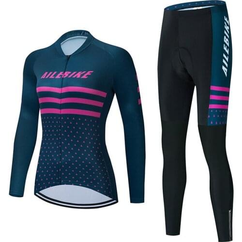 AILEBIKE 2021 Summer New Green Cycling Suit Long-sleeved Cycling Suit Ladies Racing Suit Tight-fitting Womens Cycling Jumpsuit