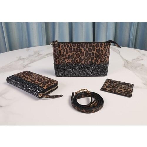 2021 New Style Crossbody Wallet Card Holder 3 Pieces Sets Sunflower Plaid Print Bag Sets Glietter Drop Shipping