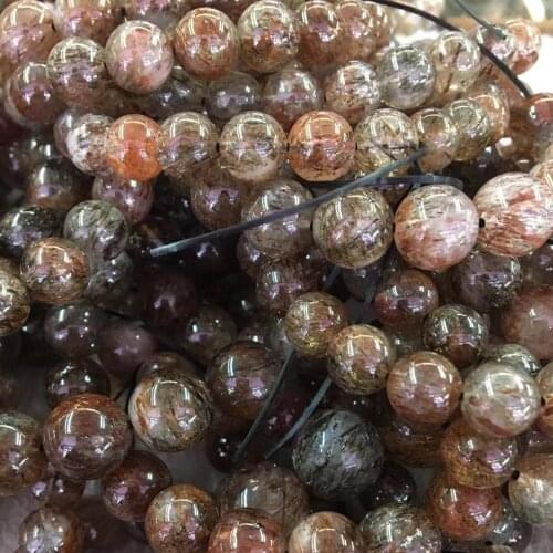 AKAC Approx9+-0.3mm A Natural black golden super seven quartz bracelet beads