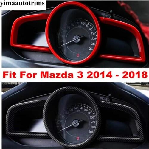 Accessories Fit For Mazda 3 Hatchback Sedan 2014 - 2018 Front Dashboard Red / Carbon Fiber Look ABS Decoration Frame Cover Trim