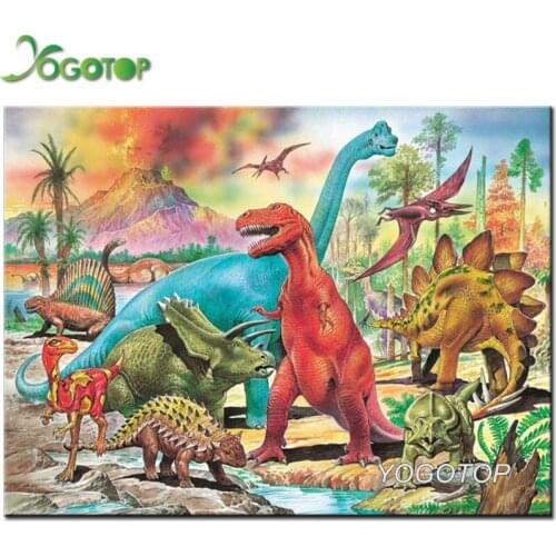 Diamond Embroidery Colorful Dinosaurs Needlework 5D DIY Diamond Painting cartoon Animals Full Rhinestone Mosaic Decor YY1508