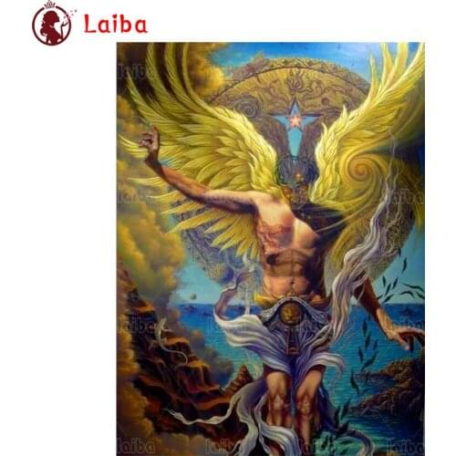 DIY Diamond Painting Fantasy art, angel golden wings Diamond Mosaic Full Drill Square round stones Cross Stitch Handmade Hobby