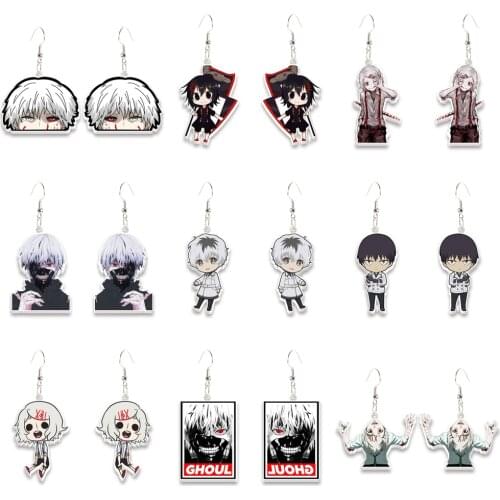 Anime Tokyo Ghoul Character Hook Drop Earrings for Cartoon Big Long Drop Dangle Earrings Women Gift