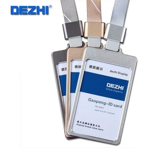 Authentic high gloss process work card holder,Metal card set with lanyard ,ID card case colorful hang rope,Customize LOGO