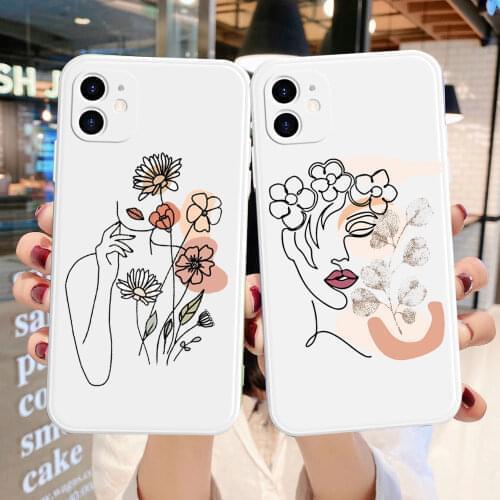 Floral Abstract Women face line art phone Case For iPhone 12 Pro Max 7 8 Plus X XR XS 11 pro MAX 6S Plus SE 2 TPU Silicone CASE
