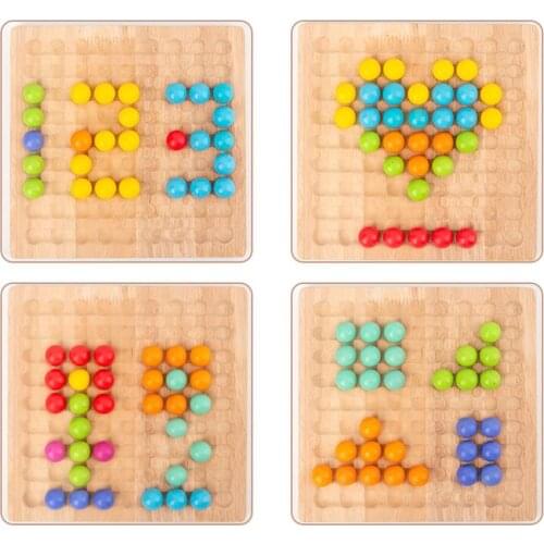 Wooden Beads Game Montessori Clip Ball Puzzle Game Rainbow Wooden Educational Early Learn Children Logic Brain Training Toys