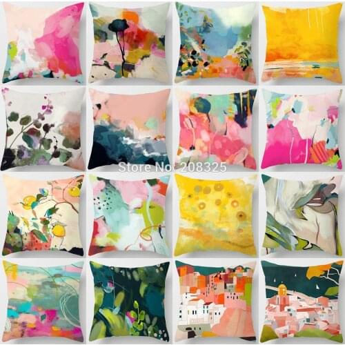 ZENGA Pink Sky Art Print Cushion Cover For Living Room Abstract Decorative Pillows For Sofa Home Decoration Spring Pillow Cover