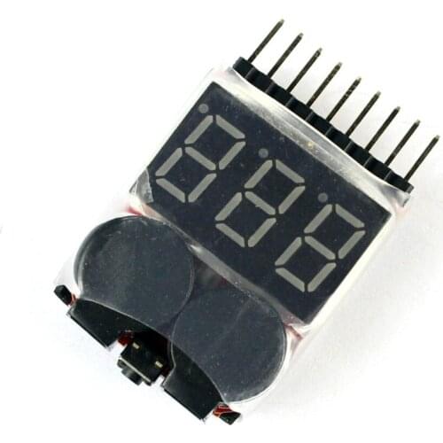 F00872 1S-8S Dual Speaker 2 IN 1 LiPo Battery Voltage Checker Indicator Tester LED & low voltage buzzer alarm combo