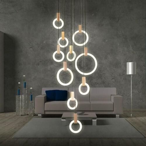 Rings Lamp Lustre Modern Led Circle Large Chandelier Living Room Art Deco Restaurant Hanging Lighting For Hotel Lobby Office