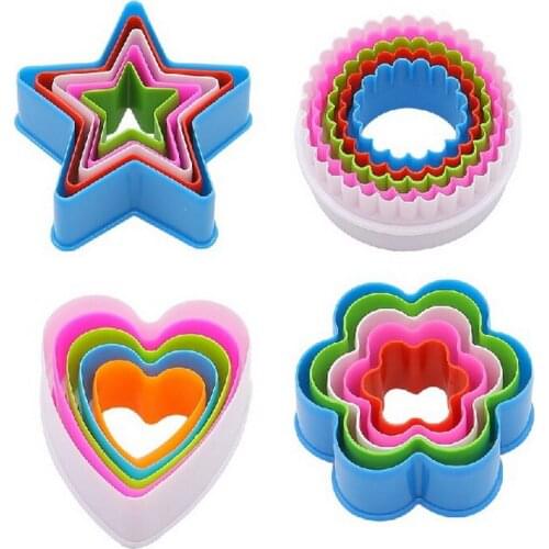 Colorful Star Heart Flower Plastic Spring Stamper Fondant Pastry Biscuit Cookie Molding Press Fruit Cutter Cake Decorating Tool