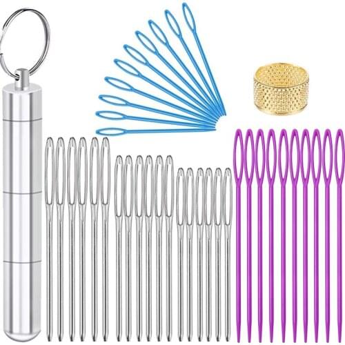 LMDZ 40 PCS Large Eye Blunt Sewing Needles Yarn Needle Set Stitch Needle Handmade Leathe Needle Embroidery Thread Needles