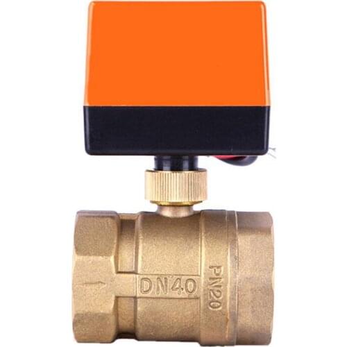 1-1/2" Motorized Ball Valve 220V 12V 24V 3-Wire 2 Point Control DN40 Brass Electric Ball Valve