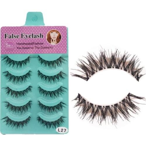 5 Pairs of Set Fake Eyelashes Crossdressing Maquillage Makeup Lashes Natural Lifelike Transparent Stem Handmade Make up